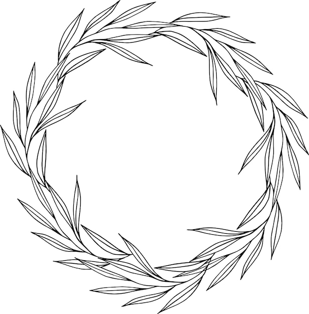 Quadro de círculo botânico desenhado à mão vetorial com flores ilustração isolada floral de estilo minimalista elegante linha redonda convite de casamento e design de logotipo de cartões e tatuagem de modelo de pôsteres