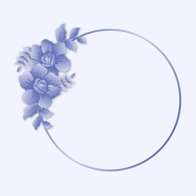 quadro de círculo com ornamento de flores em estilo simples
