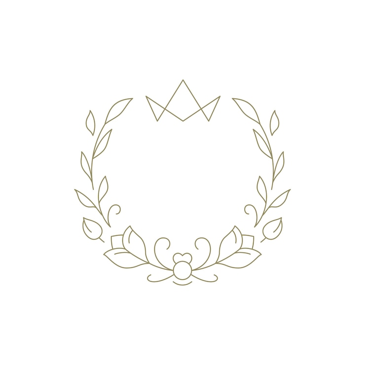 Vetor quadro de círculo de coroa botânica real com elemento de decoração de arte de linha de coroa para ilustração vetorial do logotipo
