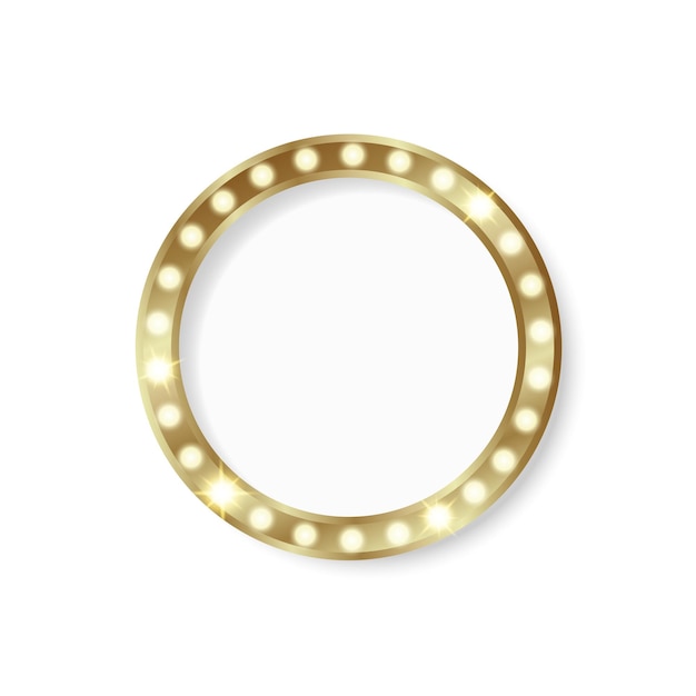 Quadro de círculo dourado brilhante sinal de vetor premium