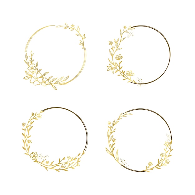 Quadro de círculo floral dourado para convites de casamento