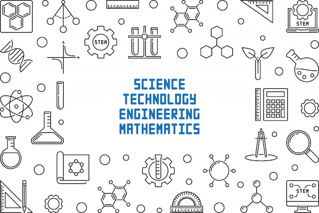 Quadro de conceito de ciência, tecnologia, engenharia e matemática