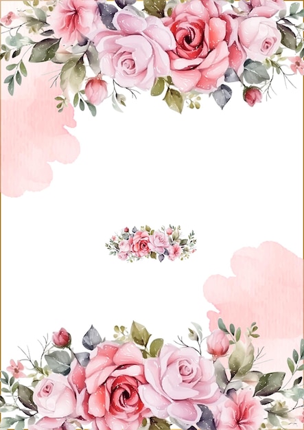 Vetor quadro de convite de fundo de coroa rosa e branca moderna com flora e flor