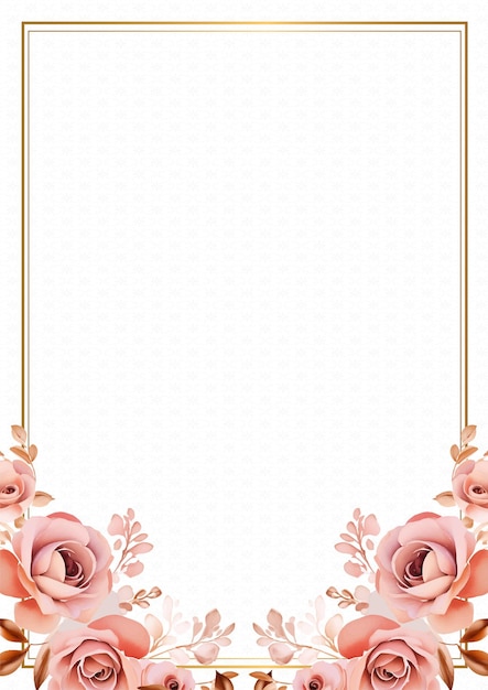Quadro de convite de fundo de coroa rosa e branca moderna com flora e flor