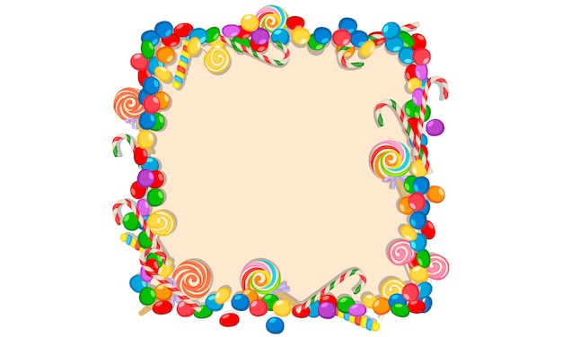 quadro de doces coloridos sobre fundo branco