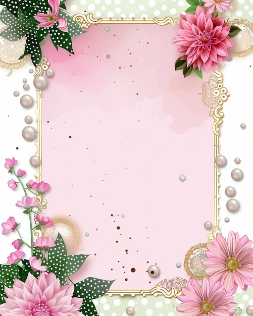 Quadro de encaixe floral com fundo rosa