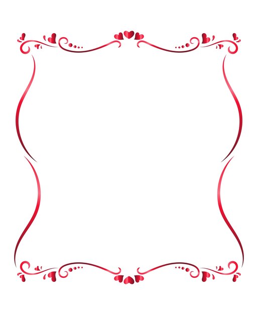 Quadro de fita de coração Ilustração de desenho de linha contínua Bandeira de fundo do Dia dos Namorados