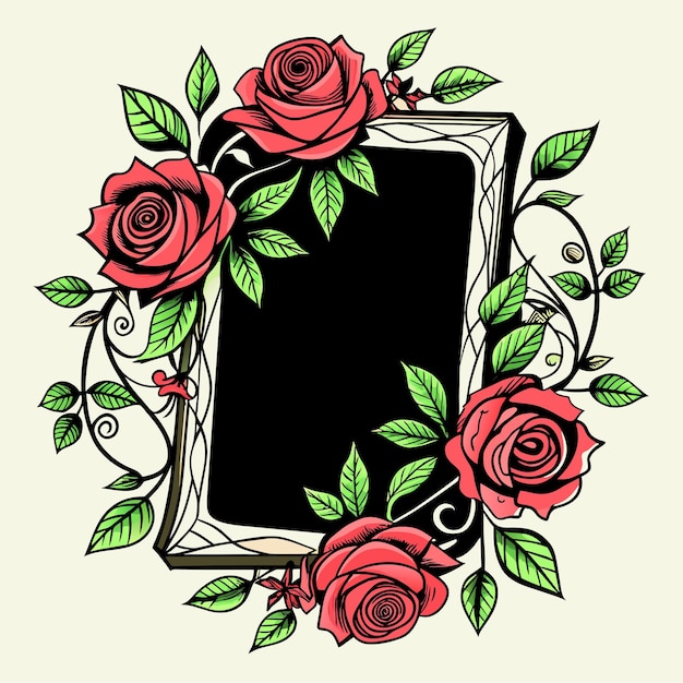 Vetor quadro de flor de rosa desenhado à mão plano estiloso adesivo de desenho animado conceito de ícone ilustração isolada