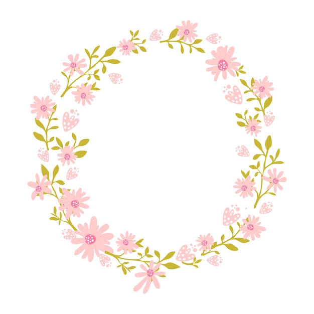 Vetor quadro de flor guirlanda floral com lugar para texto guirlanda inspirada na natureza com flores cor de rosa