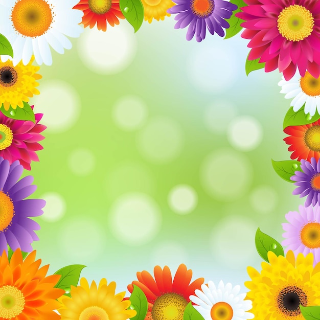 Quadro de flores coloridas de Gerbers com ilustração de malha gradiente