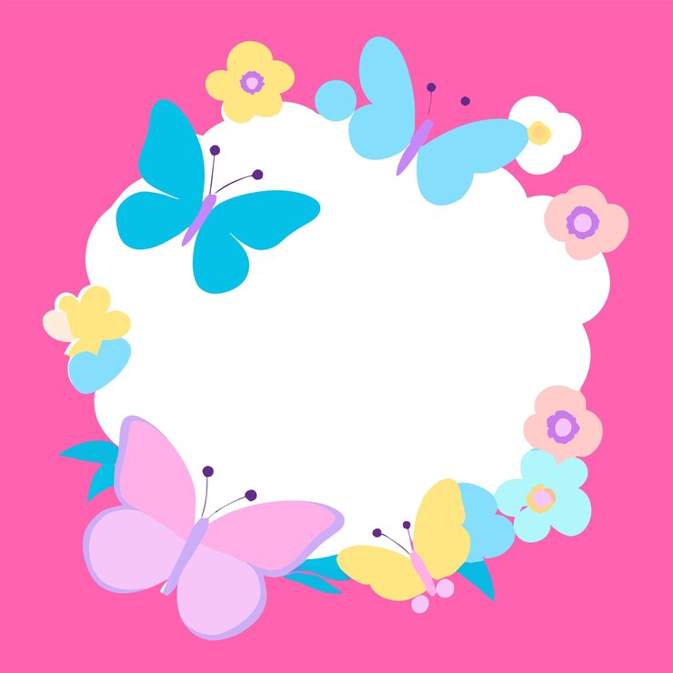 Quadro de flores de borboleta colorida desenhado à mão, adesivo de desenho animado elegante, conceito de ícone isolado