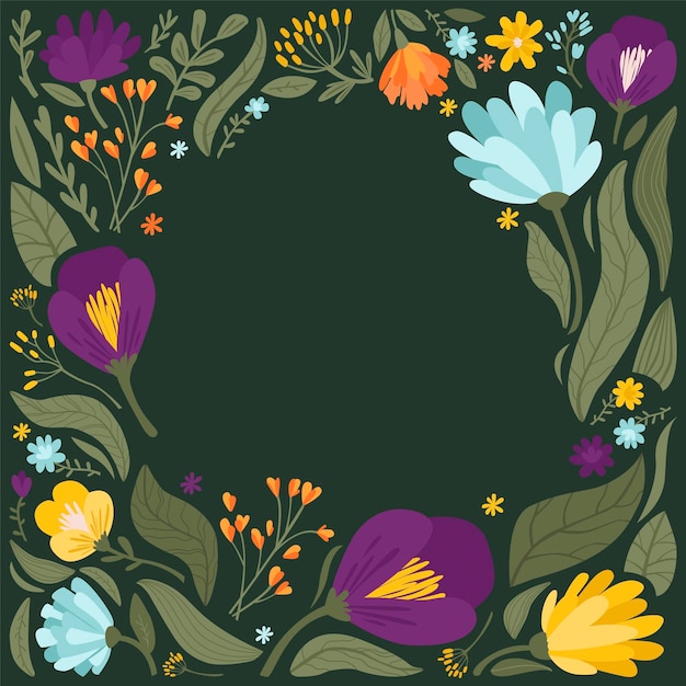 Quadro de flores e folhas ilustração vetorial moderna