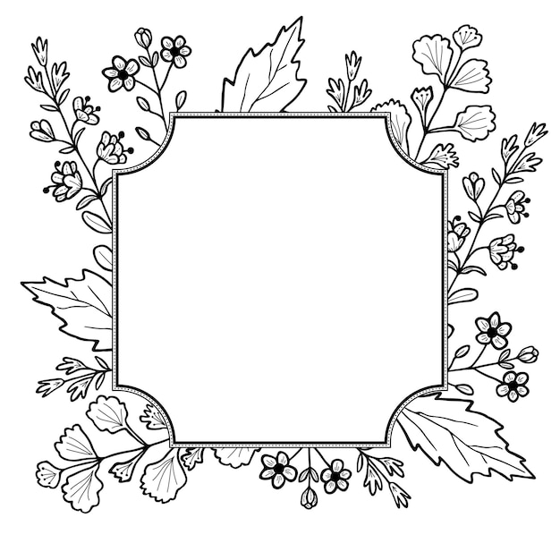 Quadro de flores vintage isolado em fundo branco ilustração vetorial desenhada à mão