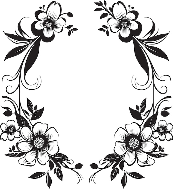 Vetor quadro de flores vintage logotipo floral preto quadro sofisticado florish ícone decorativo preto