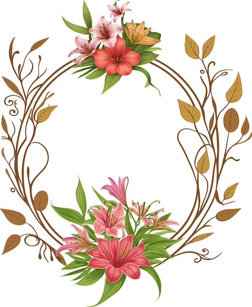 Vetor quadro de folha com design vetorial de flores de lírio vetor