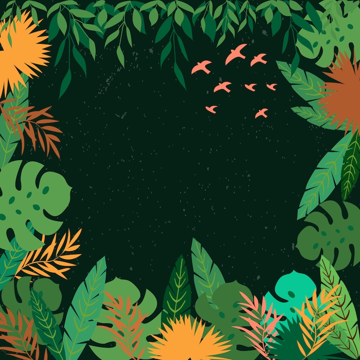 Vetor quadro de folhas tropicais. fronteira da selva
