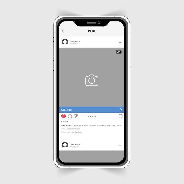 Quadro de foto realista do instagram no smartphone