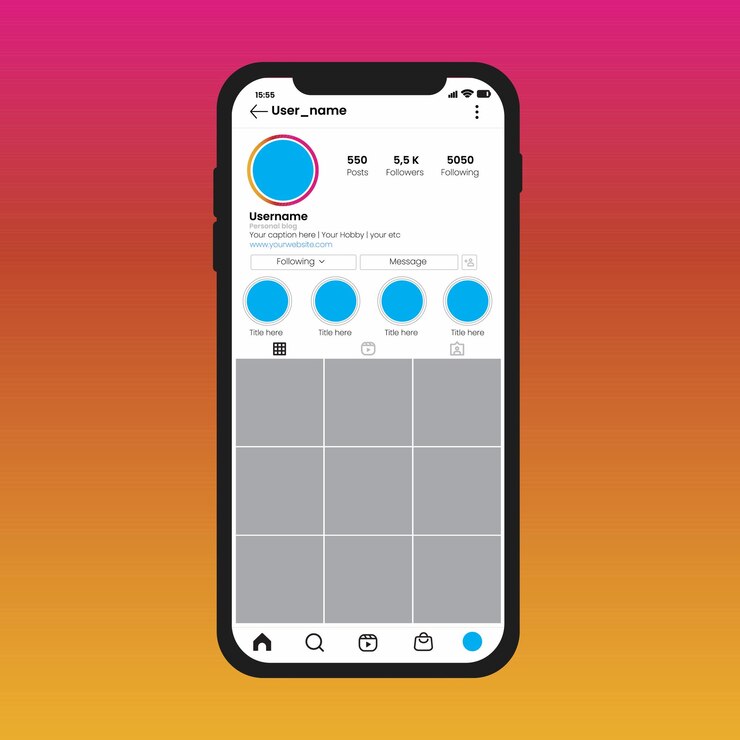 Vetor quadro de foto vetorial do instagram em um modelo de smartphone