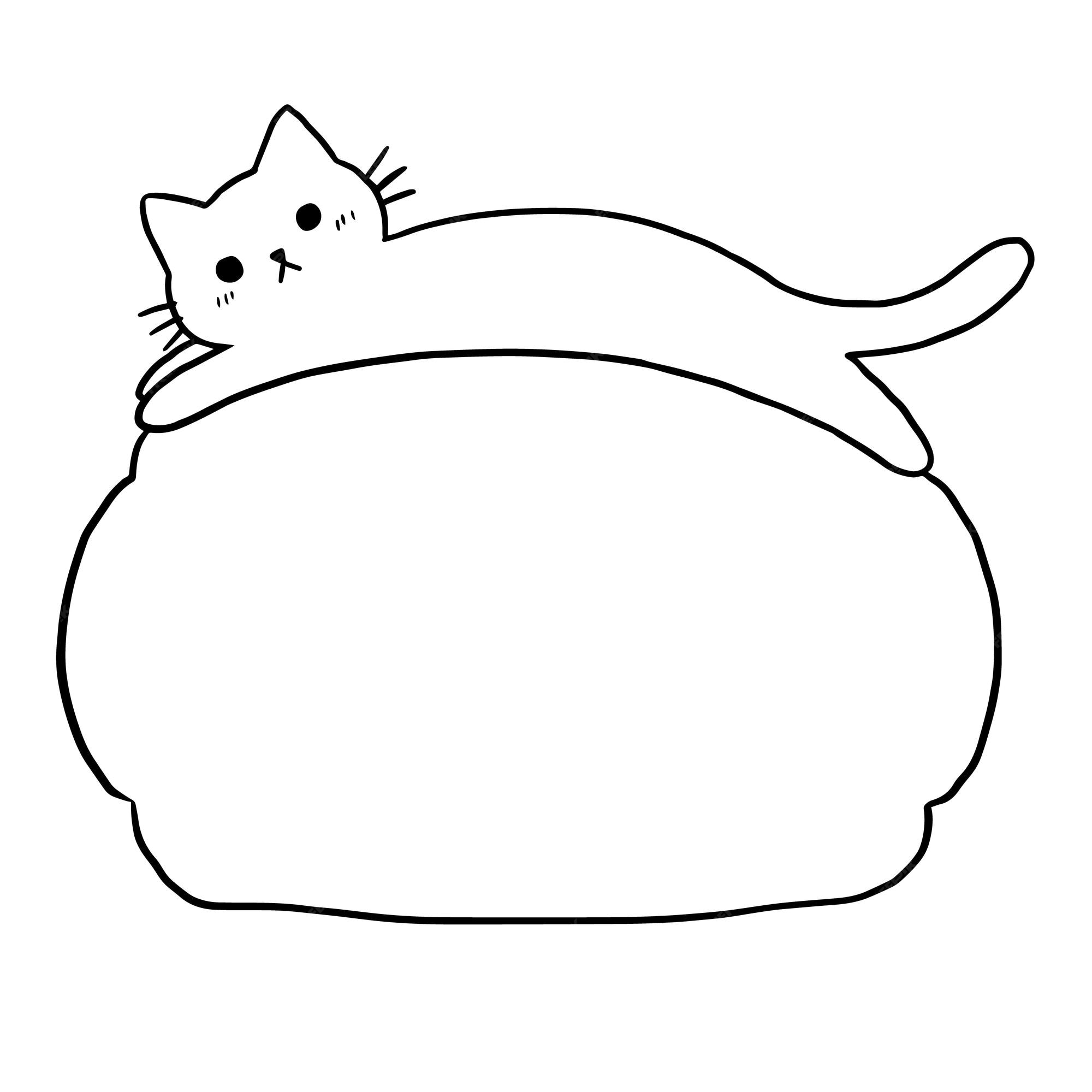 Desenho De Gato Animal Animado Doodle Kawaii Anime Página Para