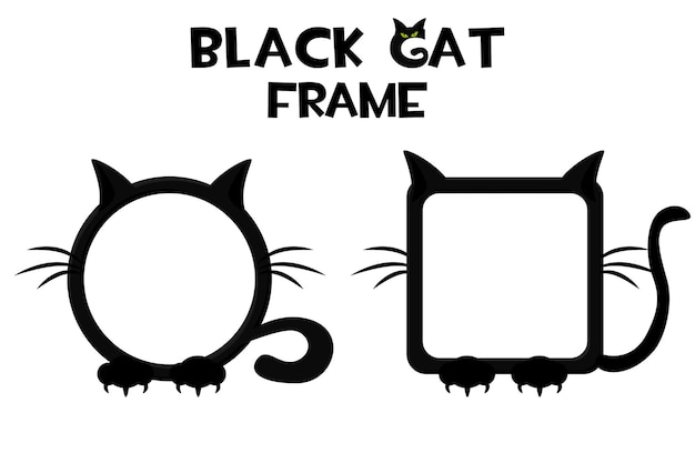 Quadro de gato preto, avatar redondo e quadrado de halloween para jogos de  interface do usuário. quadro de desenho de ilustração vetorial para  interface gráfica.