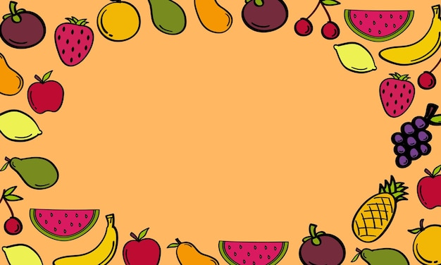 Vetor quadro de ilustração de frutas desenhadas à mão