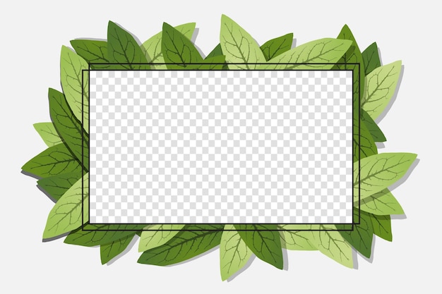 Quadro de natureza geométrica com folhas. Ilustração vetorial relacionada à natureza