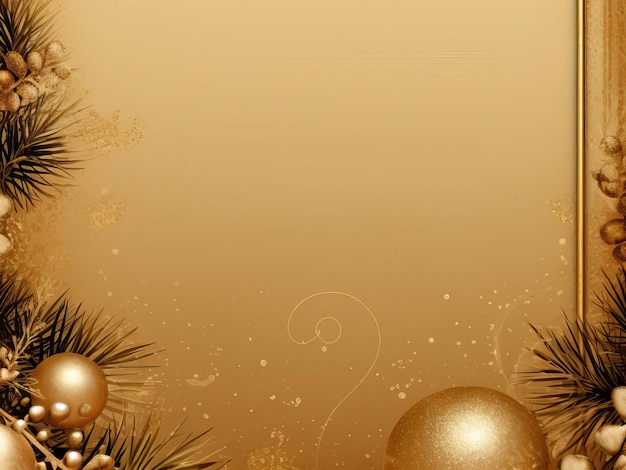 Vetor quadro de ouro de natal fundo padrão de borda verde tema de inverno brilhante amarelo noel