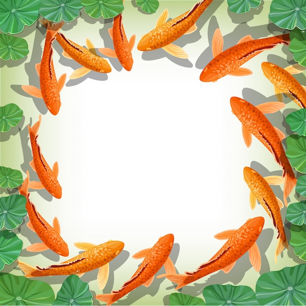 Quadro de peixes koi carpas dos desenhos animados