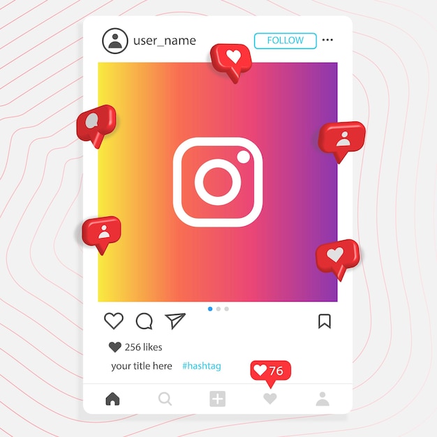 Quadro de postagem no instagram de mídia social
