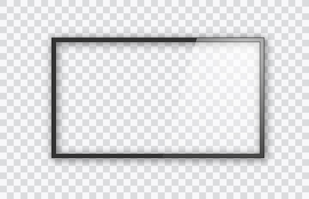 Vetor quadro de tv monitor led vazio de computador ou moldura preta isolada em um fundo transparente
