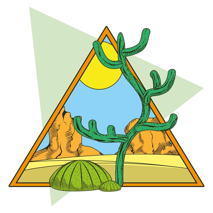Vetor quadro do triângulo dos desenhos animados do deserto