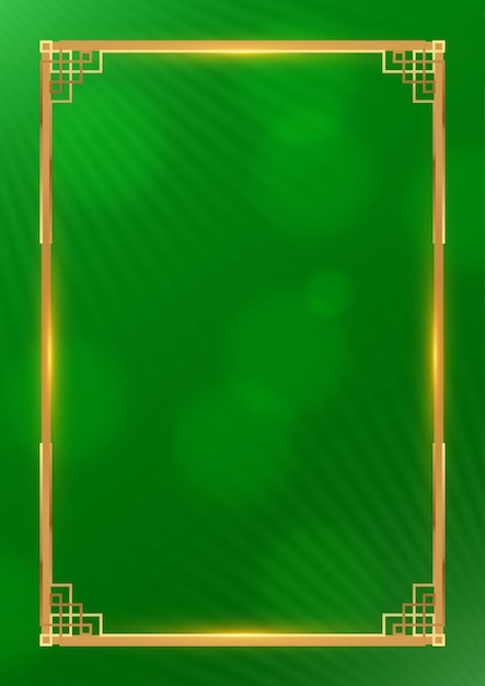 Vetor quadro dourado vetorial com efeitos de luz em fundo verde