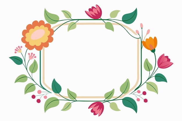Quadro em branco com vetor de design de flores