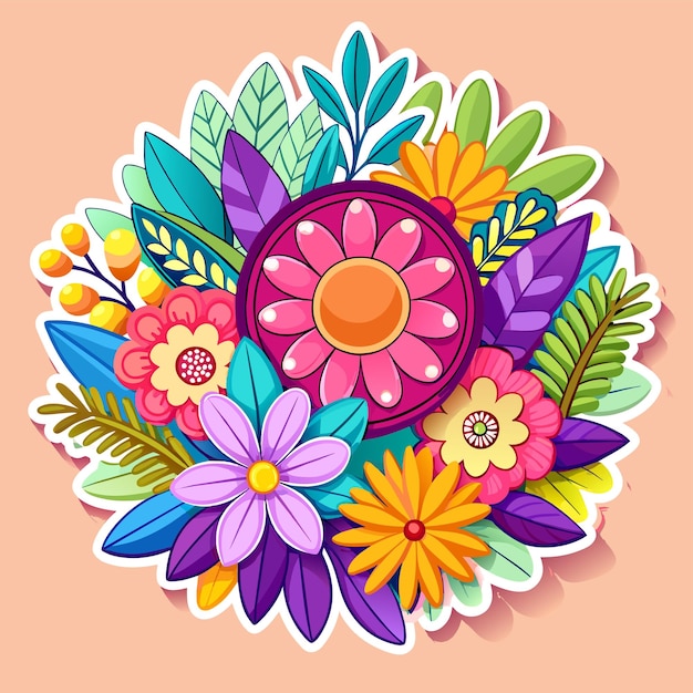 Vetor quadro floral decorativo de aniversário de casamento para cartão de saudação desenhado à mão conceito de ícone de adesivo
