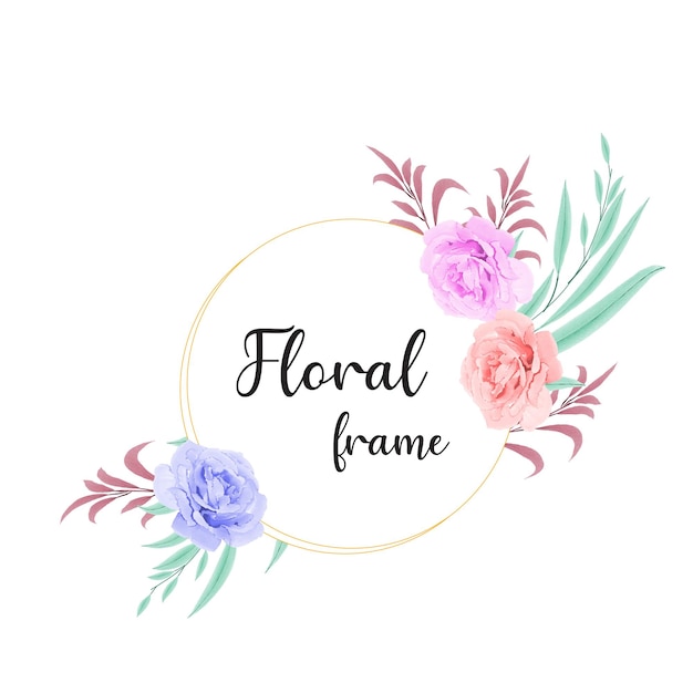 Vetor quadro floral em aquarela com lindas folhas