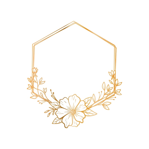 Quadro floral hexagonal de ouro de luxo para convite de casamento ou noivado