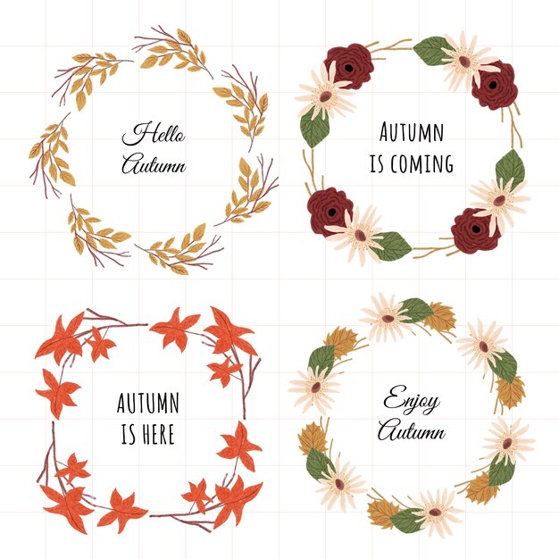 quadro floral outono conjunto 4 em 1