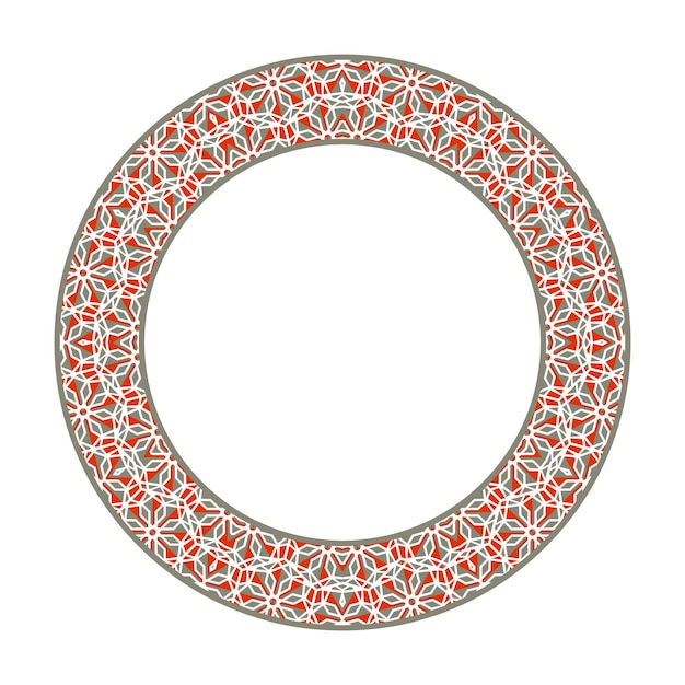 Quadro geométrico asiático tribal vetorial ornamento decorativo circular árabe isolado em branco