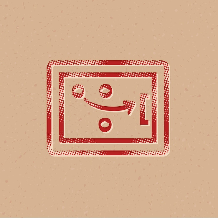 Vetor quadro-negro com ícone de estilo de meio-tom de doodle de seta com ilustração vetorial de fundo grunge