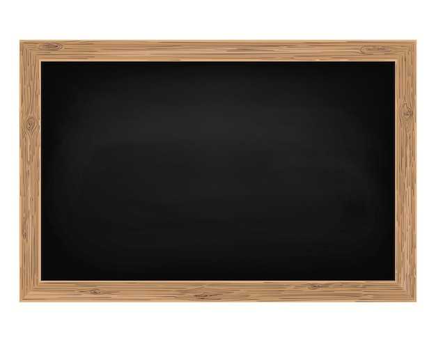 Quadro-negro com moldura de madeira, quadro-negro vazio da escola para sala de aula, fundo apagado, quadro-negro sujo, vetor