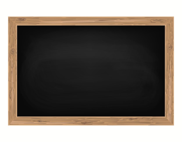 Vetor quadro-negro com moldura de madeira, quadro-negro vazio da escola para sala de aula, fundo apagado, quadro-negro sujo, vetor