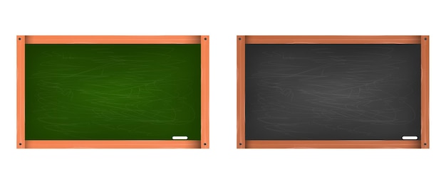 Quadro-negro quadro-negro realista verde e preto com moldura de madeira e giz