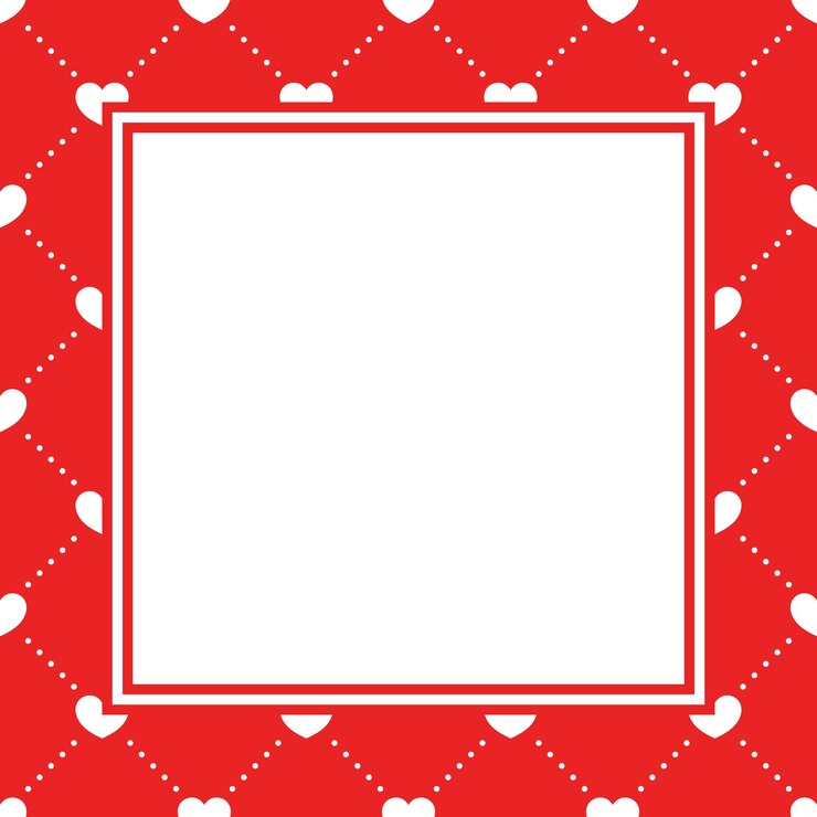 Vetor quadro quadrado vetorial com espaço de cópia corações brancos em fundo vermelho de renda pontilhada