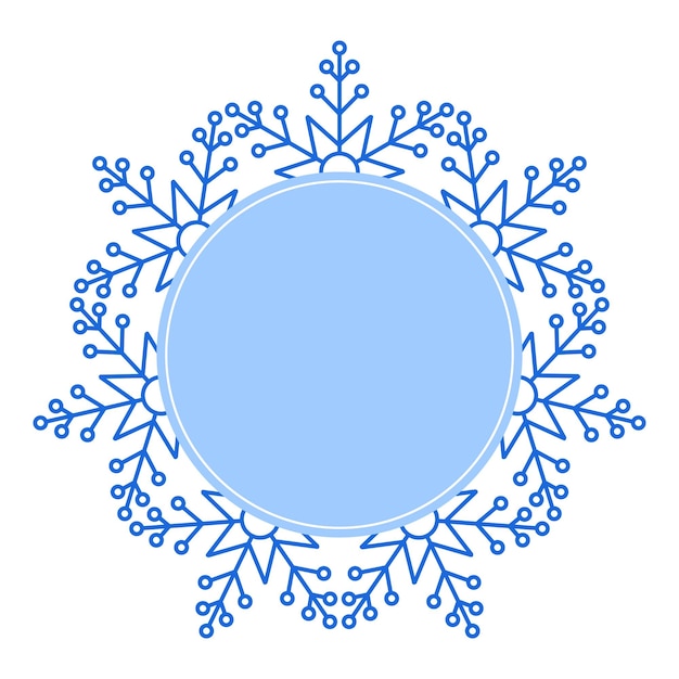 Vetor quadro redondo de inverno de natal azul vetorial feito de flocos de neve com espaço para texto espaço de cópia perfeito