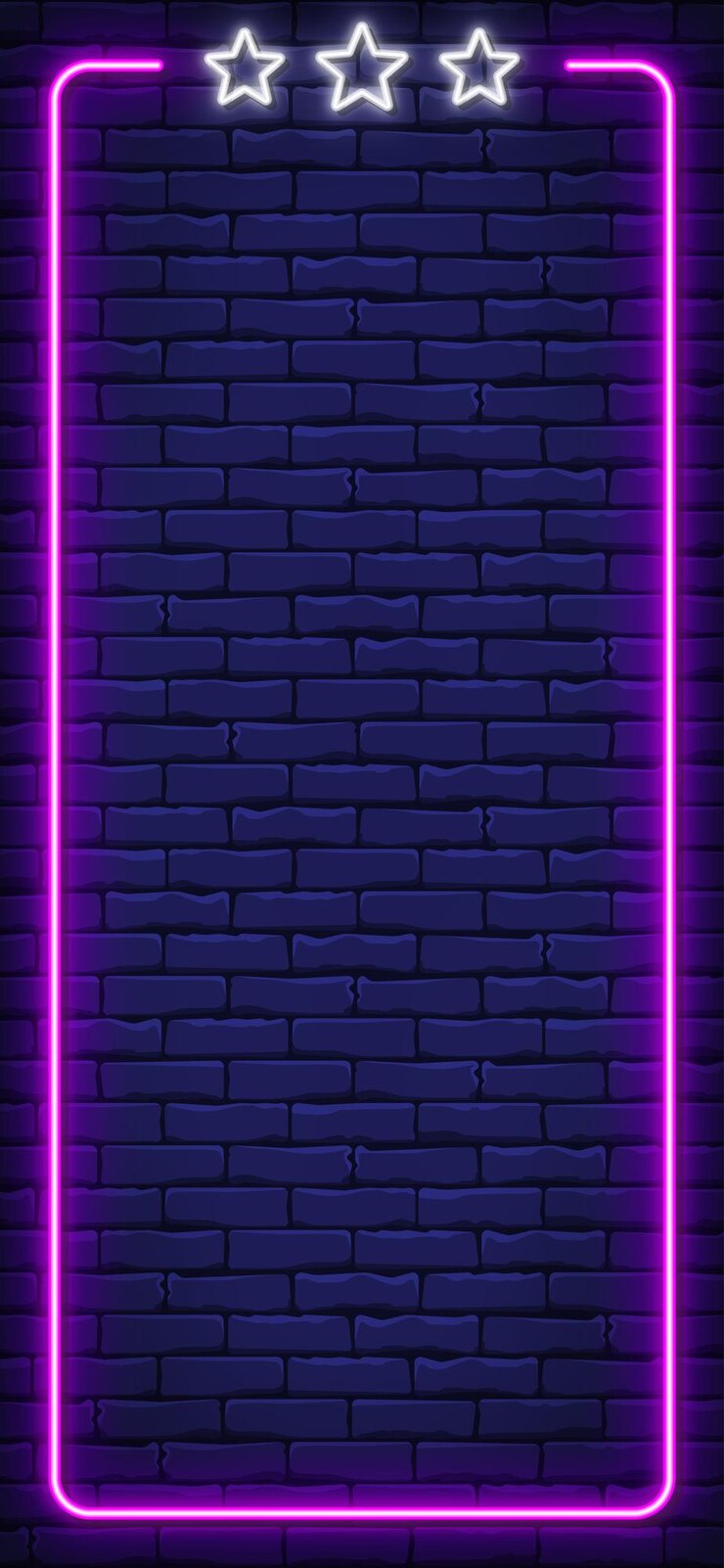 Vetor quadro vertical de neon rosa com estrelas brancas