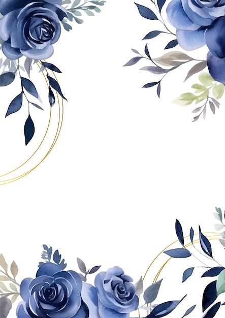 Vetor quadro vetorial azul e branco com fundo de padrão de folhagem com flora e flor