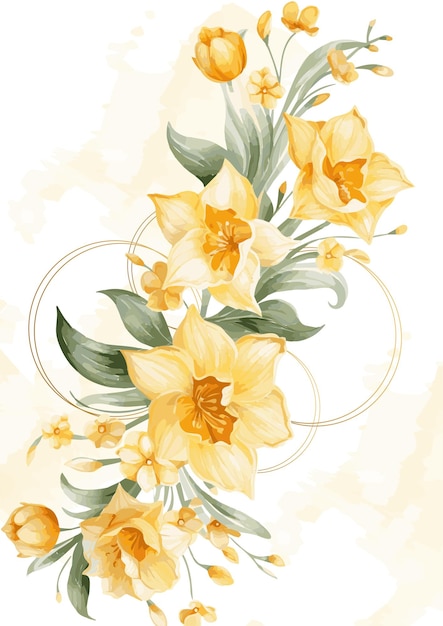 Quadro vetorial branco e amarelo com fundo de padrão de folhagem com flora e flor