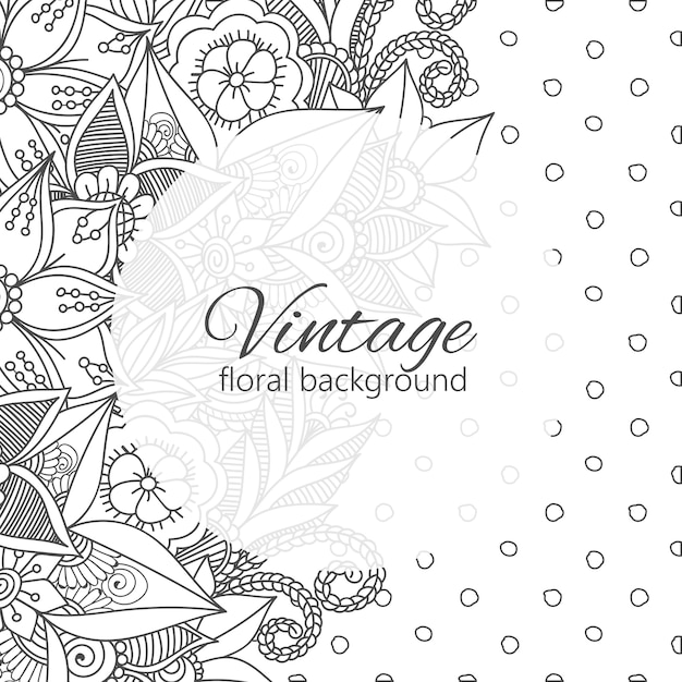 Quadro vintage com flores zentangle