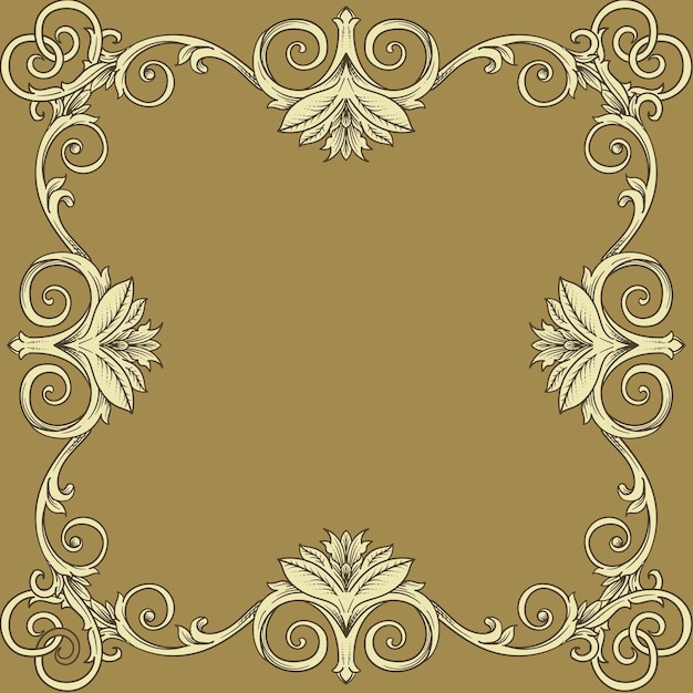 Vetor quadro vintage com ornamento floral