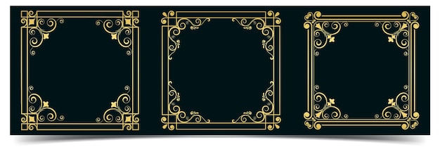 Quadros caligráficos, quadros ornamentados para coleção de desenhos vetoriais clássicos decorativos, florais quadrados